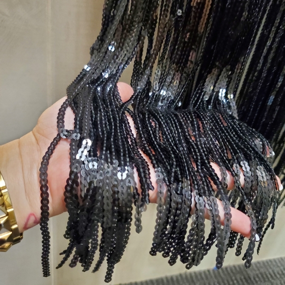 Boohoo NWOT Sequin Fringe Midi Dress Size 16 - Picture 7 of 14